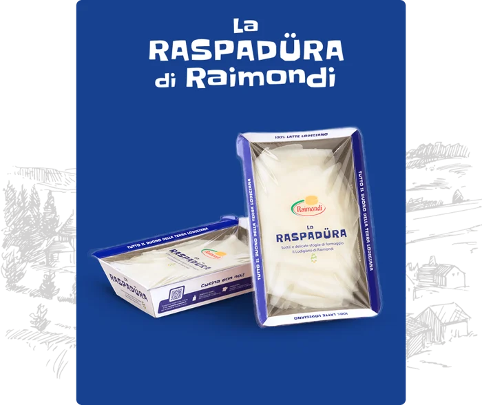 La Raspadüra di Raimondi nelle confezioni presentate dal produttore.