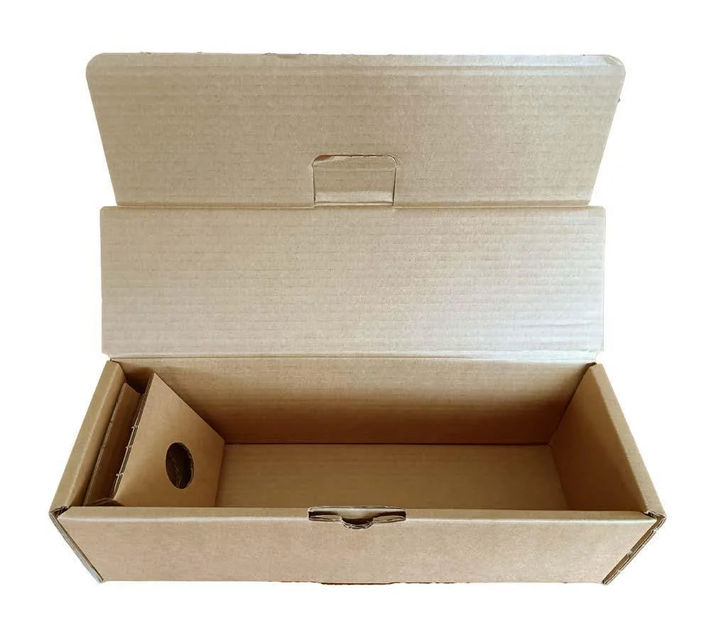 Esempio di scatola in cartone con inserto interno dalla brochure Rewave.
